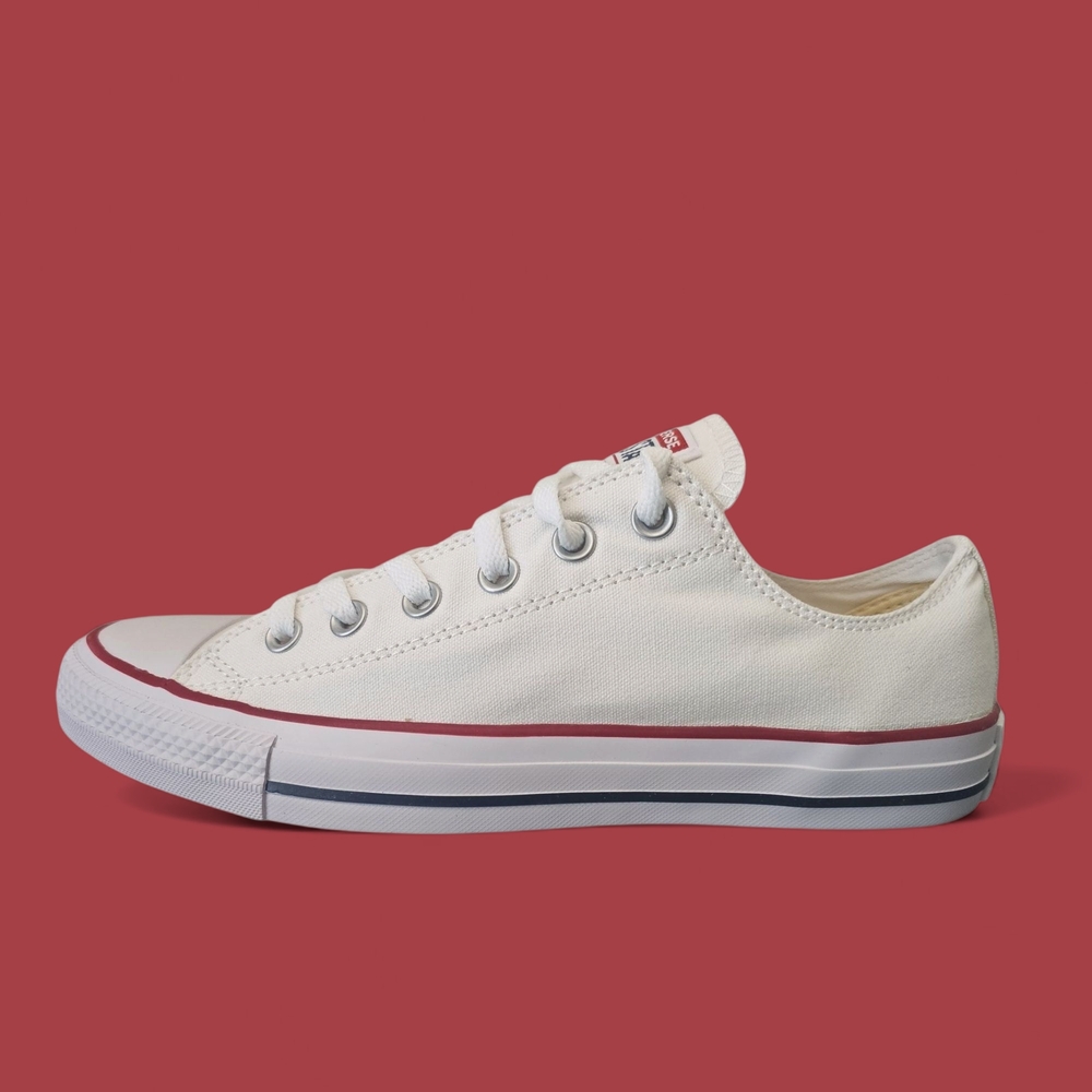Converse White Sneakers with Red and Blue Details
